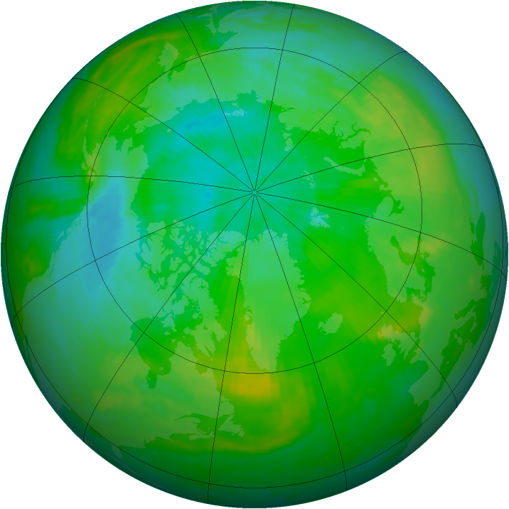 Arctic ozone map for 17 August 1991